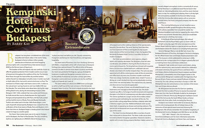 Kempoinski Budapest in Bloulevard Magazine