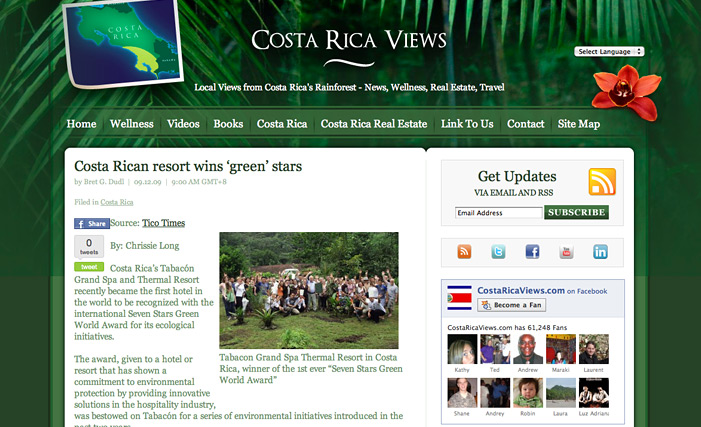 Tico Times - Tabacon - Seven Stars Green World Award