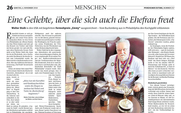 Walter Staib Newspaper